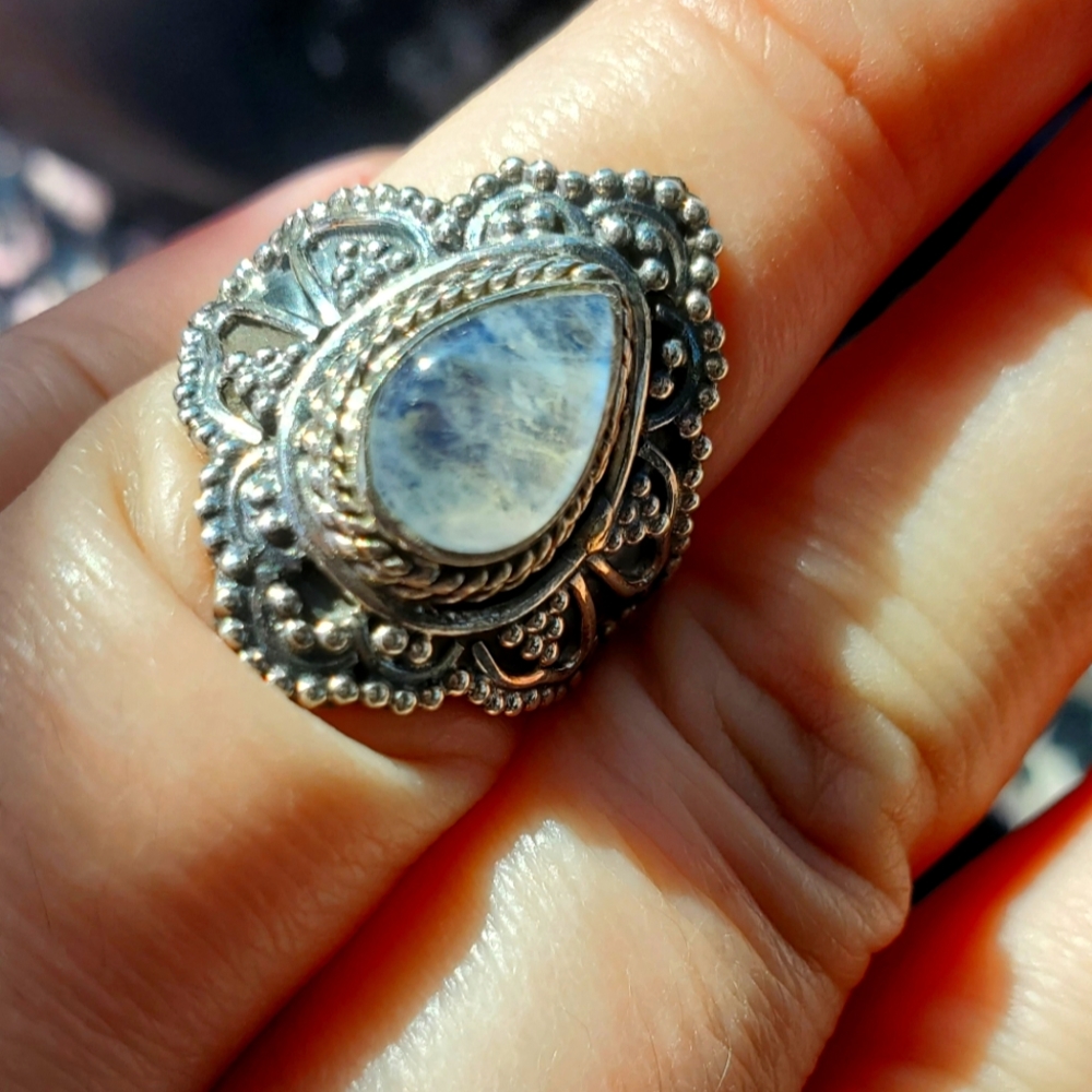 Indie and Harper Moonstone blossom ring size 8